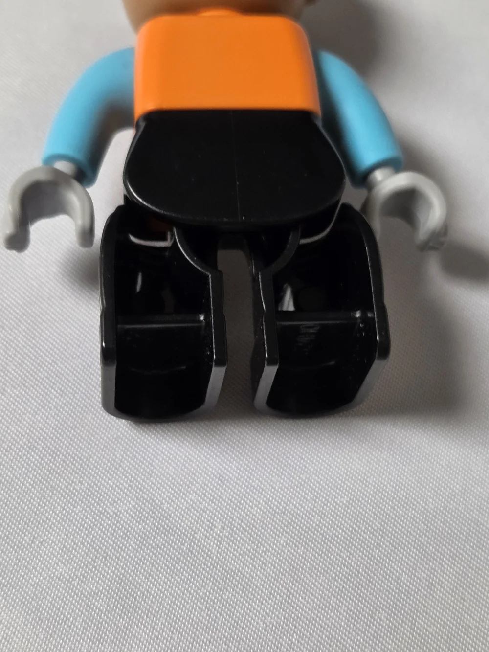Lego Duplo Construction Worker Minifigure - Orange Vest, Blue Arms, White Helmet